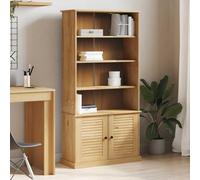 mtlskopl 67 in Solid Pine Tall Slim Bookcase with Honey Finish, Rustic Storage Shelf, 5 livelli regolabile, Sturdy Open & Door Combo, Space-Saving Corner Rack for Living Room Home Office