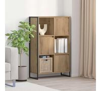 mtlskopl 68 x 30 x 108,5 cm Industrial Bookcase Craft Oak Wood-Look 6 Compartment Storage Shelf Robusto Steel Frame Modern Design for Living Room Bedroom Office