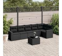mtlskopl 7 pezzi salotto da giardino nero in polyrattan resistente alle intemperie, 62 x 62 x 69 cm, set completo con tavolo in vetro, design moderno per balcone, terrazza e giardino d'inverno