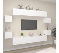 mtlskopl 8-TLG. Set di mobili per TV, bianco, 100 x 30 x 30 cm, 4 moduli grandi e 4 piccoli, spazio per soggiorno, camera da letto, corridoio