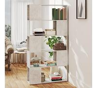 mtlskopl 80 x 24 x 155 cm, grigio cemento, libreria, divisorio in legno, moderno a 5 scomparti, con supporto a parete, design sottile per Living Room, Bedroom, Home Office