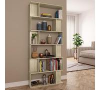 mtlskopl 80 x 24 x 192 cm Libreria in legno di rovere Sonoma con 18 scomparti, design moderno come divisorio per soggiorno, ufficio, corridoio, camera da letto