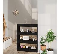 mtlskopl 80 x 30 x 103 cm, libreria nera e divisorio in materiale di legno, design moderno, robusta e salvaspazio, per soggiorno, corridoio, camera da letto, ufficio