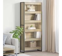 mtlskopl 80 x 30 x 189,5 cm Sonoma Wood-Look Tall Bookshelf, Industrial 6-Cube Scaffale per Living Room, Corridor, Bedroom, Sturdy Steel Frame, Space Saving Slim Bookcase