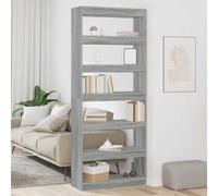 mtlskopl 80 x 30 x 198 cm, libreria grigia Sonoma, moderna mensola con 6 scomparti aperti per libri, decorazione divisori in soggiorno, ufficio, corridoio