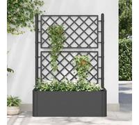 mtlskopl Aiuola rialzata con traliccio, antracite, 100 x 43 x 142 cm, in plastica resistente ai raggi UV, design in rattan, auto-irrigazione, 90 l, per balcone, giardino e giardino d'inverno