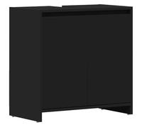 mtlskopl Armadietto bagno nero 60 x 33 x 61 cm in legno Design moderno con 1 scomparto e 2 ante robusto spazio per piccoli bagni e WC degli ospiti