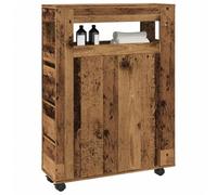 mtlskopl Armadietto da bagno sottile con ruote, 65 x 23 x 90 cm, in legno, pratico armadietto con 4 ruote e freni, per bagno, cucina, ufficio, balcone, WC ospiti
