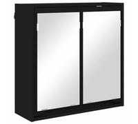 mtlskopl Armadio da bagno con specchio nero, 60 x 20 x 60 cm, in legno con 2 ripiani e specchio piatto, design moderno per piccoli bagni, corridoio e WC per gli ospiti