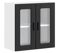 mtlskopl Armadio da cucina Porto nero, 60 x 31 x 60 cm, con porta in vetro, moderno e resistente, in legno robusto, per cucina, sala da pranzo, corridoio