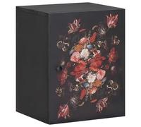 mtlskopl Armadio sospeso multicolore in legno massello di mango 38 x 33,5 x 48 cm con frontale floreale e bottoni in ottone, salvaspazio per piccoli bagni, moderni mobili da bagno per WC ospiti e
