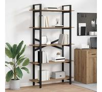 mtlskopl Artisan - Bookshelf Artisan Oak, 100 x 33,5 x 178 cm, freestanding Metal Frame a 5 livelli, Tall Narrow Bookcase for Living Room Home Office Bedroom