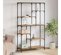 mtlskopl Artisan Oak 35,5 x 99 x 176 cm Slim Bookshelf with 6 cubi, Modern Standing Shelf Unit Robusto Wood Composite & Metal Frame, Narrow Tall Bookcase for Living Room Bedroom Office