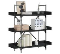 mtlskopl Bookshelf a 3 livelli, nero, 100 x 33 x 108,5 cm, freestanding Particle Board & Metal Frame with Adjustable Feet and X-Brace, Modern Bookcase for Living Room Bedroom Office