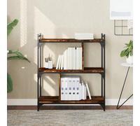 mtlskopl Bookshelf Brown 3 livelli 76 x 32 x 88 cm Engineered Wood & Metal Frame Adjustable Feet Corner Shelf for Living Room Bedroom Gaming Setup