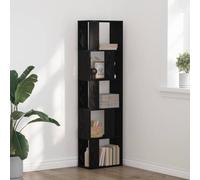 mtlskopl Bookshelf - Custodia a libro a 5 livelli, 45 x 23,5 x 162,5 cm, colore: Nero Oak Look Narrow Tall Modern Freestanding Storage Shelf for Living Room Bedroom Office