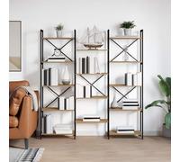 mtlskopl Bookshelf Industrial Bookshelf 156 x 25 x 167 cm Artisan Oak Woodlook Shelving Unit with Black Steel Frame Modern Tiered Bookcase for Living Room Bedroom Office
