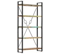 mtlskopl Bookshelf Industrial Bookshelf 90 x 30 x 180 cm riciclato Solid Wood & Steel Frame Retro Narrow Tall Bookcase for Living Room, Bedroom or Office