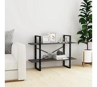 mtlskopl Bookshelf Industrial Bookshelf a 2 livelli, 39.4" x 11.8" x 27.6" Solid Pine Wood & Metal Frame Small Narrow Case for Living Room Bedroom Home Office Grey