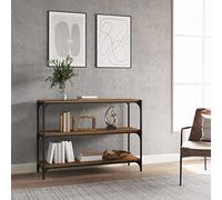 mtlskopl Bookshelf Industrial Style Bookshelf - Scaffale a 3 posti, 100 x 33 x 70,5 cm, in MDF & Steel Frame montaggio a parete, libreria per Living Room, Bedroom, Office