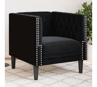 mtlskopl Chesterfield - Poltrona in velluto nero, 71 x 74,5 x 70,5 cm, con chiusura a bottoni, classica schienale e braccioli, comoda poltrona da lettura per soggiorno, camera da letto e ufficio