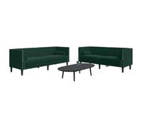 mtlskopl Chesterfield - Set di divani 2 + 3 posti, in velluto verde scuro, 174 x 74,5 x 70,5 cm, comodi cuscini per il collo, design moderno, per soggiorno, ufficio e angolo di lettura