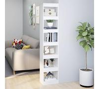 mtlskopl Classic White Tall Narrow Bookshelf 40 x 30 x 198 cm Open Concept Bookcase & Room Divider Sturdy Wood Frame Modern Look for Living Room Home Office and Bedroom