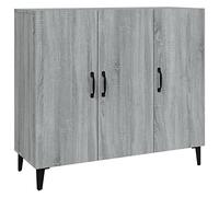 mtlskopl Comò Sonoma grigio 90 x 34 x 80 cm in legno e metallo design industriale con 6 scomparti per soggiorno, corridoio e ufficio
