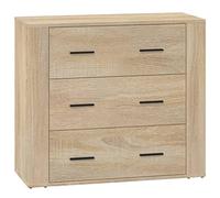 mtlskopl Comò Sonoma Rovere 80 x 33 x 70 cm Materiale Legno con 3 Cassetti Soluzione Salvaspazio per Corridoio Soggiorno Ufficio
