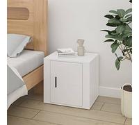 mtlskopl Comodino bianco lucido, 50 x 39 x 47 cm, in legno con piano superiore stabile, design moderno e senza tempo, per camera da letto, ufficio e corridoio