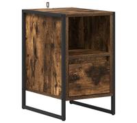 mtlskopl Comodino Design Industriale Comodino Comodino in Legno con Struttura in Acciaio, Tavolino con Cassetto, 39,5x30x50 cm, Colore Fumo