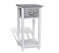 mtlskopl Comodino grigio bianco 30 x 30 x 63 cm in Paulownia e compensato con cassetto, design moderno, molto capiente, semplice e durevole, per camera da letto, soggiorno, corridoio