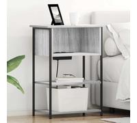 mtlskopl Comodino grigio Sonoma 55 x 31 x 76 cm in legno con gambe in acciaio, design industriale moderno per camera da letto, camera degli ospiti e camera dei ragazzi