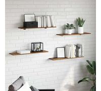 mtlskopl Confezione da 4 tavole moderne per libri da 80 x 20 x 1,5 cm, marrone legno composito Floating Wall Shelves Easy Install Slim Shelf Unit for Living Room Bedroom Office Corridor