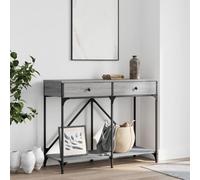 mtlskopl Consolle Grigio Sonoma 100 x 39 x 78,5 cm in legno e acciaio, design moderno con 2 cassetti e ripiano, piedini regolabili per corridoio, soggiorno, camera da letto
