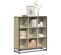 mtlskopl Cornice in metallo Sonoma Oak Bookshelf 97,5 x 33 x 107,5 cm 9 Open Cube Storage Unit Modern Industrial Design Sturdy for Living Room Bedroom Office