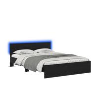 mtlskopl Cornice per letto a LED, colore nero, effetto rovere, 160 x 200 cm, in legno King Size con illuminazione RGB, moderna, per camera da letto e camera degli ospiti