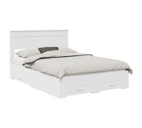 mtlskopl Cornice per letto con testiera bianca, 160 x 200 cm, in legno dal design moderno, robusta struttura per letto con spazio per camera da letto e camera dei ragazzi