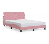 mtlskopl Cornice per letto rosa con testiera in velluto 120 x 200 cm, design moderno a onde rosa con funzione di stoccaggio, comodo look singolo anche come letto per gli ospiti per camera da letto