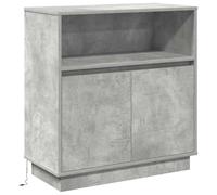 mtlskopl Credenza a LED grigio cemento, 71 x 34,5 x 75 cm, materiale in legno con illuminazione RGB, design moderno, spazio con 2 ante, robusta e durevole per soggiorno, corridoio, camera da letto