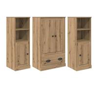 mtlskopl Credenza alta, 132 x 35,5 x 103,5 cm, legno di quercia artisana, con 4 ante, 1 cassetto, design moderno, robusto, cucina, soggiorno, corridoio, sala da pranzo, ufficio