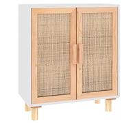 mtlskopl Credenza bianca, 60 x 30 x 70 cm, legno di pino e rattan naturale, combinazione corridoio con 2 scomparti, moderna credenza con gambe in legno, per soggiorno, sala da pranzo, corridoio