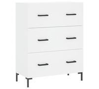 mtlskopl Credenza bianca con 3 cassetti, 69,5 x 34 x 90 cm, materiale in legno e metallo, sottile e salvaspazio, design senza tempo per corridoio, soggiorno e ufficio