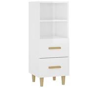 mtlskopl Credenza bianca lucida 34,5 x 34 x 90 cm, materiale in legno con 2 cassetti, spazio di archiviazione moderno per soggiorno, anche per cucina, corridoio, casa, ufficio