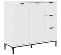 mtlskopl Credenza bianca lucida 89,5 x 33 x 82 cm in legno con 3 cassetti e 2 ante Design moderno, robusta e durevole per soggiorno, corridoio, cucina, ufficio