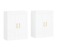 mtlskopl Credenza bianca Set di 2 armadi da parete 69,5 x 34 x 90 cm in legno da appendere, buffet da cucina salvaspazio anche come scaffale alto compatto per cucina, corridoio, soggiorno