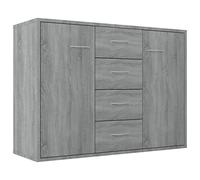 mtlskopl Credenza grigia Sonoma 88 x 30 x 65 cm, materiale in legno con 4 cassetti e 2 ante, design moderno con spazio per corridoio, soggiorno, ufficio