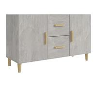 mtlskopl Credenza grigio cemento, 100 x 36 x 60 cm, in robusto materiale di legno, design moderno con 2 ante e 2 cassetti, spazio per corridoio, cucina, sala da pranzo