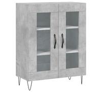 mtlskopl Credenza grigio cemento, 69,5 x 34 x 90 cm, in legno con eleganti frontali in vetro, piedini in metallo e spazio di archiviazione, design senza tempo per soggiorno, corridoio o ufficio
