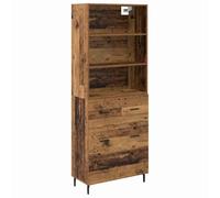 mtlskopl Credenza Highboard in legno vecchio 69,5 x 32,5 x 180 cm, materiale in legno con 3 cassetti, ampio spazio di archiviazione, design moderno per soggiorno, ufficio, corridoio